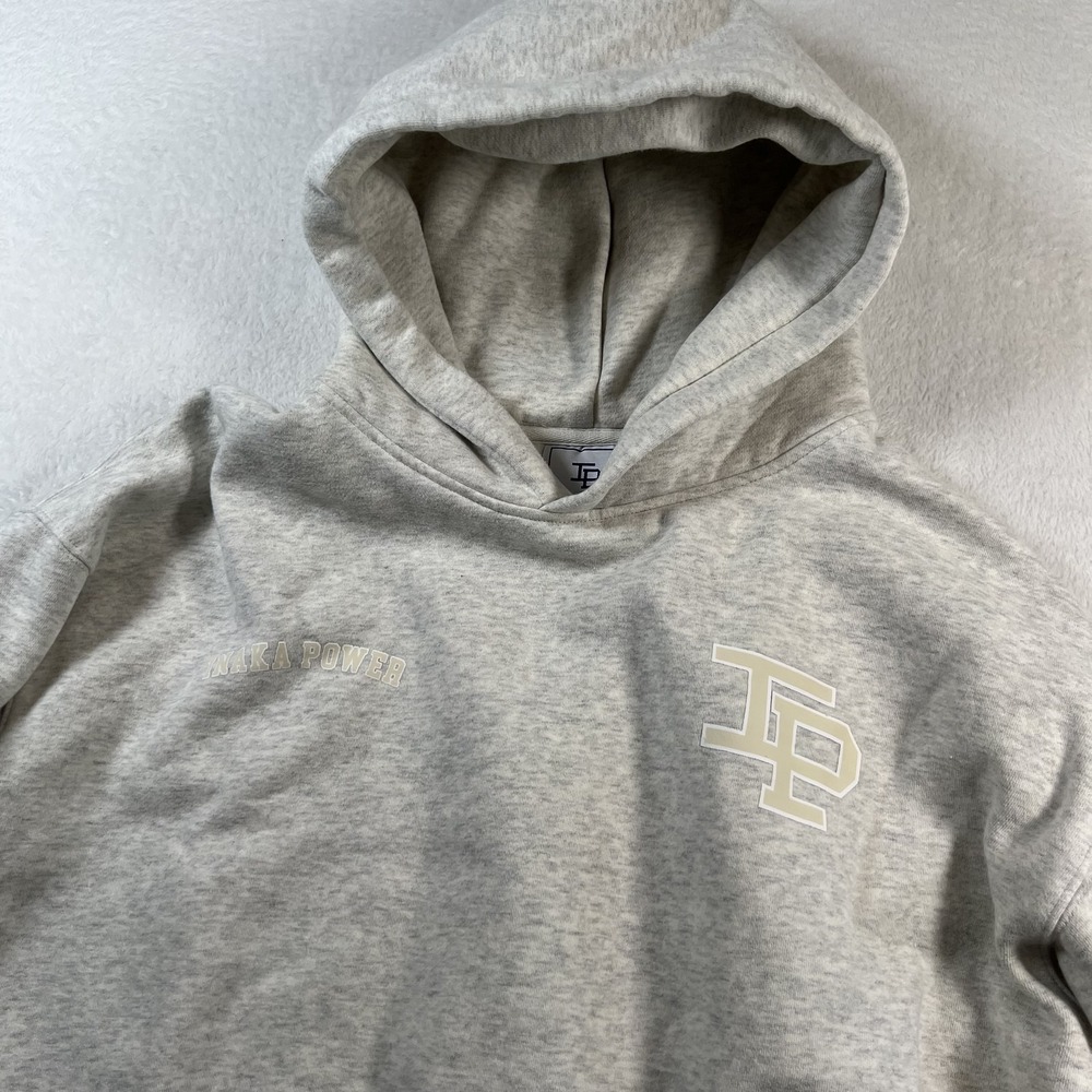 Inaka Power Hoodie Mens Medium Gray Pullover Fleece Sweatshirt Graphic Logo